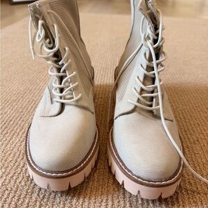 Coconuts by Matisse Cream Lace-Up Ankle Boots